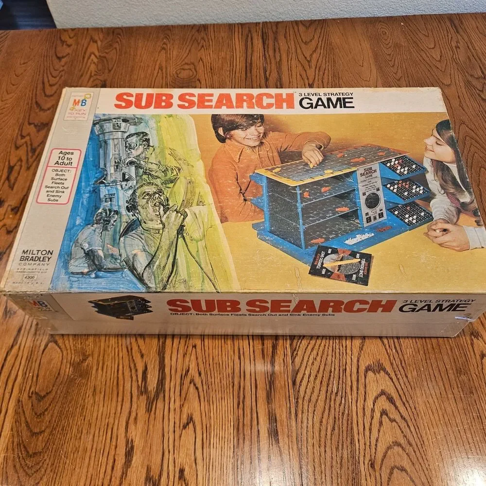 Vintage 1973 Milton Bradley Sub Search 3 Level Board Game 3D battleship HTF